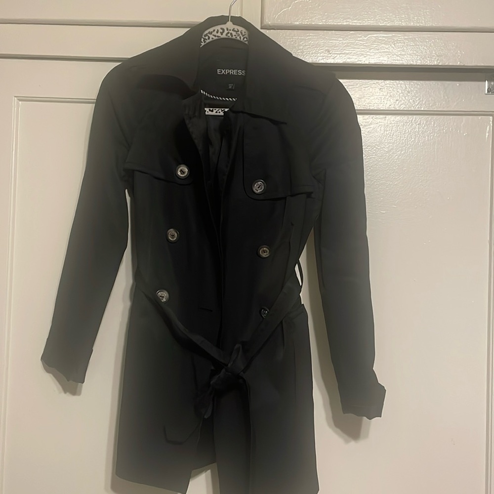 Black Express Trench Coat - Double Breasted, lightly used